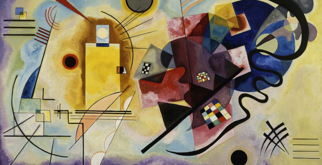 Vassily Kandinsky, Gelb-Rot-Blau (Giallo-rosso-blu), 1925, composizione astratta esposta a Palazzo Bonaparte, Roma