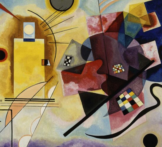Vassily Kandinsky, Gelb-Rot-Blau (Giallo-rosso-blu), 1925, composizione astratta esposta a Palazzo Bonaparte, Roma